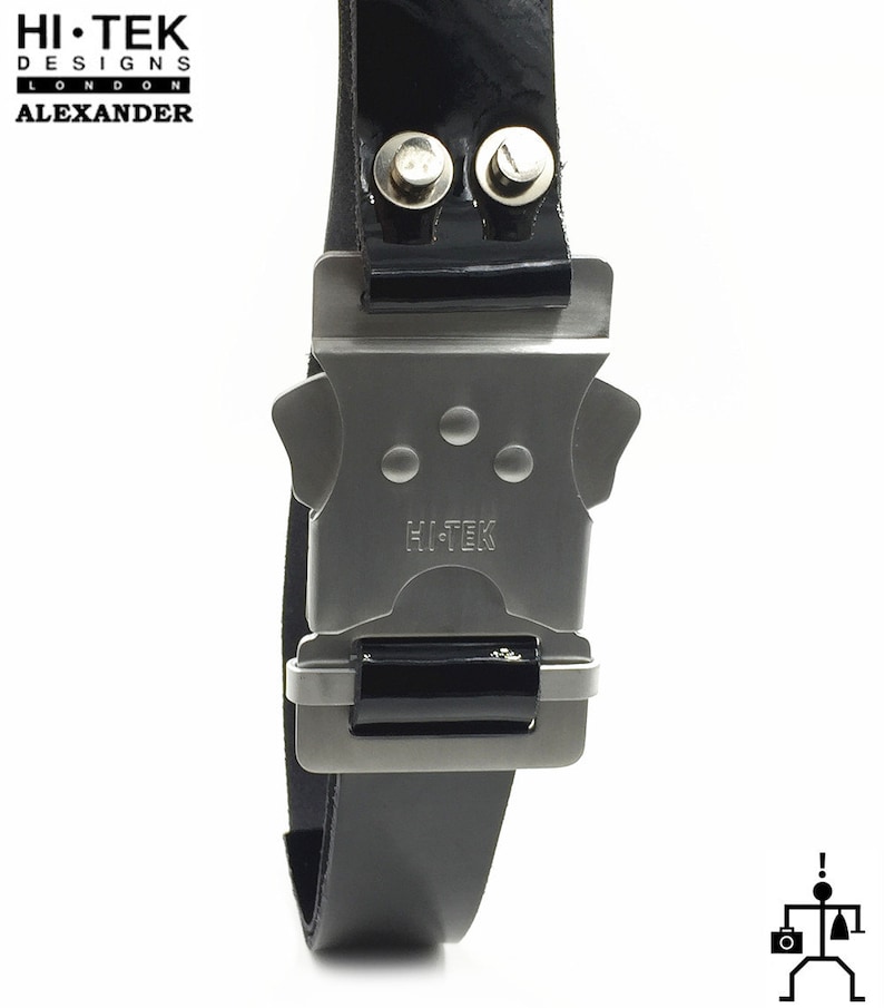HI Tek black leather DR.WHO belt Asylum of the Daleks aluminum buckle syberpunk goth futuric unique original Oswin Oswald belt cosplay