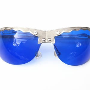 Steampunk sunglasses silver metal Goth style unusual unique industrial design wearable art stainless steel frame unusual wen&#39;s goggle