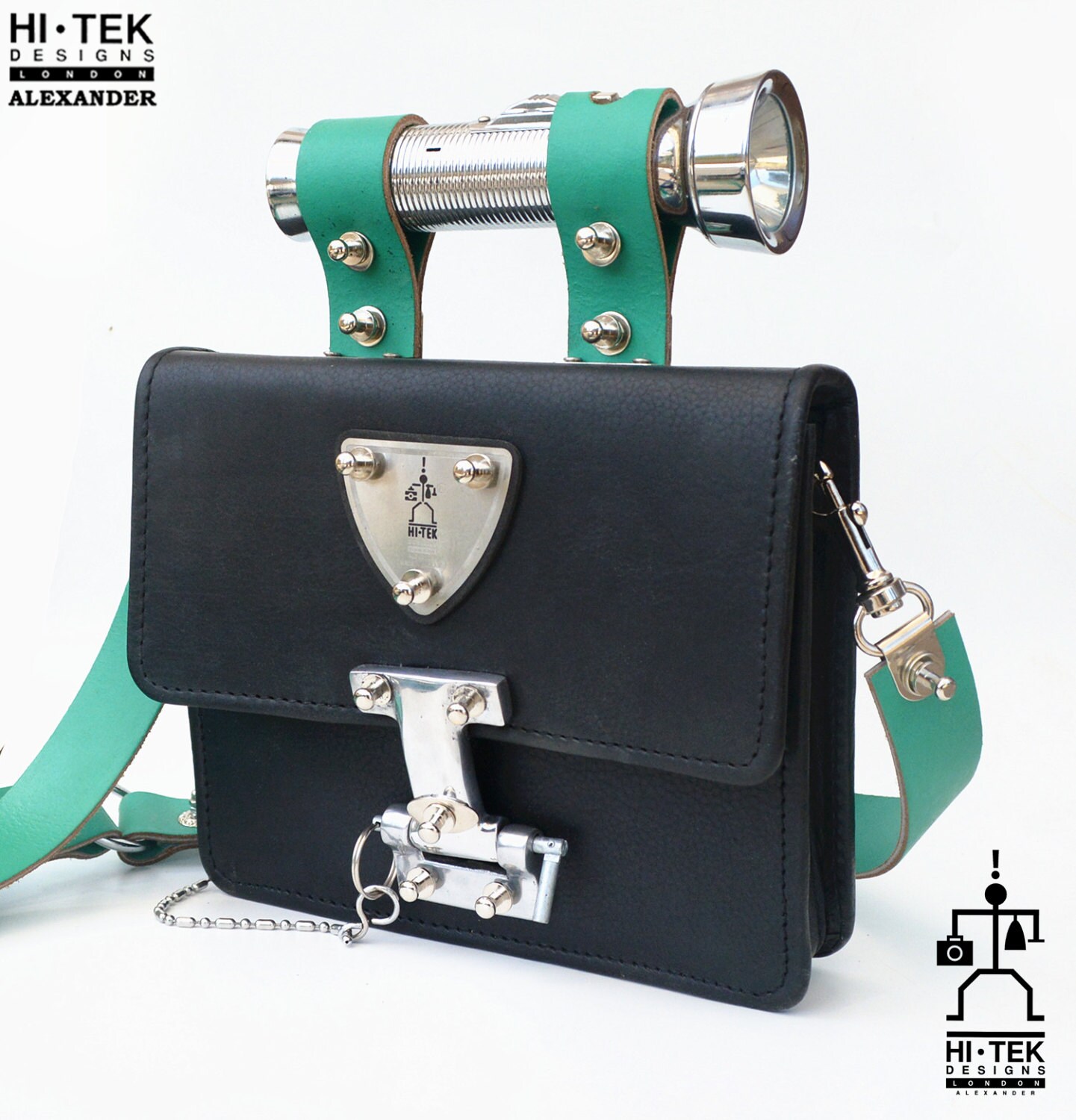 Hi Tek ALEXANDER leather cross body bag medium size unusual unique woman facebag