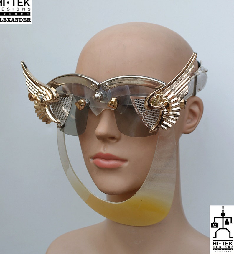 10/% OFF Hi Tek Alexander handmade futuristic halloween steampunk  unusual party  cosplay cyber wave unisex gothic party wings eyewear mask
