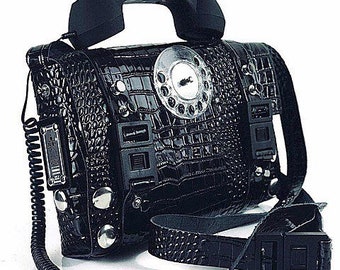 Christmas gift 40 % OFF Hi Tek Unisex industrial Gothic neo Steampunk telephone cross body bag  leather shoulder handbag artist styling