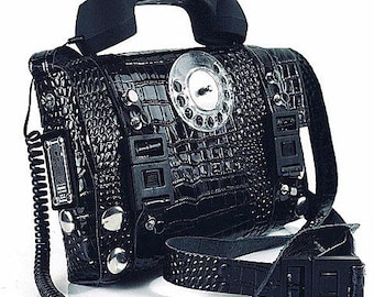 Christmas gift 40 % OFF Hi Tek Unisex industrial Gothic neo Steampunk telephone cross body bag  leather shoulder handbag artist styling