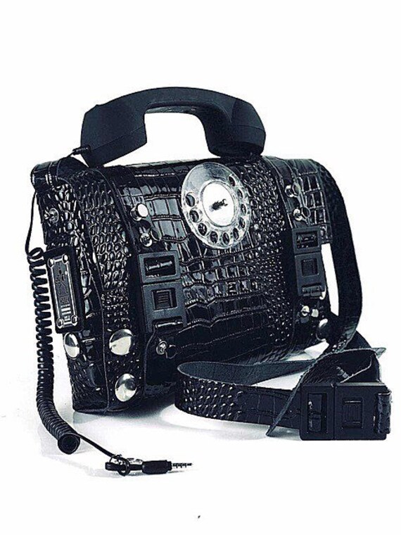Steampunk Leather Crossbody Bag: Gothic Telephone Handbag