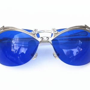 Steampunk sunglasses silver metal Goth style unusual unique industrial design wearable art stainless steel frame unusual wen&#39;s goggle