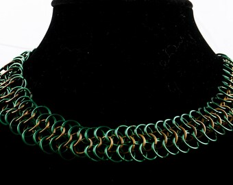 Green and Gold Chainmail Necklace