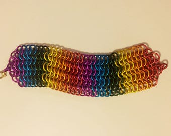 Rainbow Chainmail Cuff Bracelet