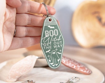 Boo Witch Get Out the Way Fall Acrylic Retro Keychain | Ghouls Have Fun | Engraved Keychain | Girls Trip | Gift Ideas | Made to Order