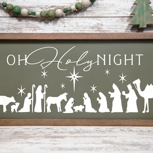 O Holy Night Nativity Wood Sign | Christmas | Holiday Decor | Home | Gift Ideas | 24x11