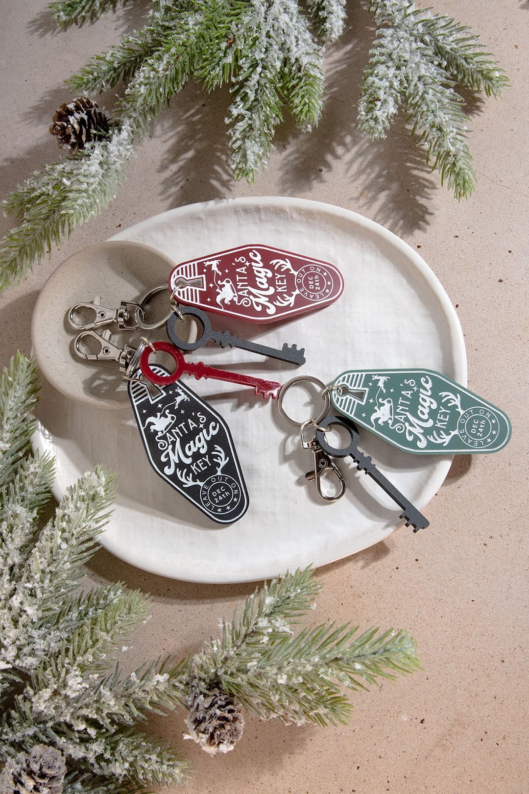 Santa Key Rings Santa's Magic Key Acrylic Retro Keychain | Holiday Gift | Engraved ...