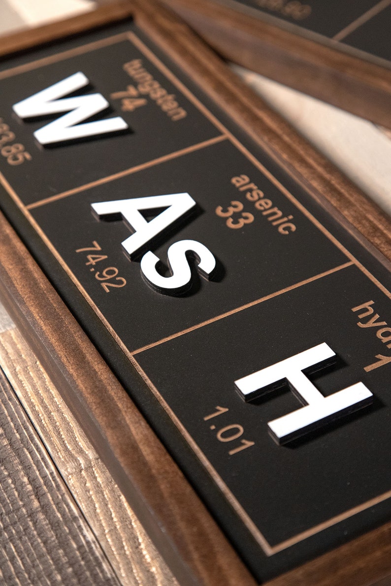 Wash Periodic Table Wood Sign Bathroom Decor Laundry Etsy