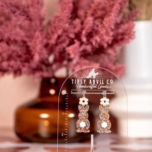 Daisy Rabbit Dangle Earrings | Spring Glitter Earrings | Bunny Jewelry | Seasonal Accessories | Handmade | Hypoallergenic