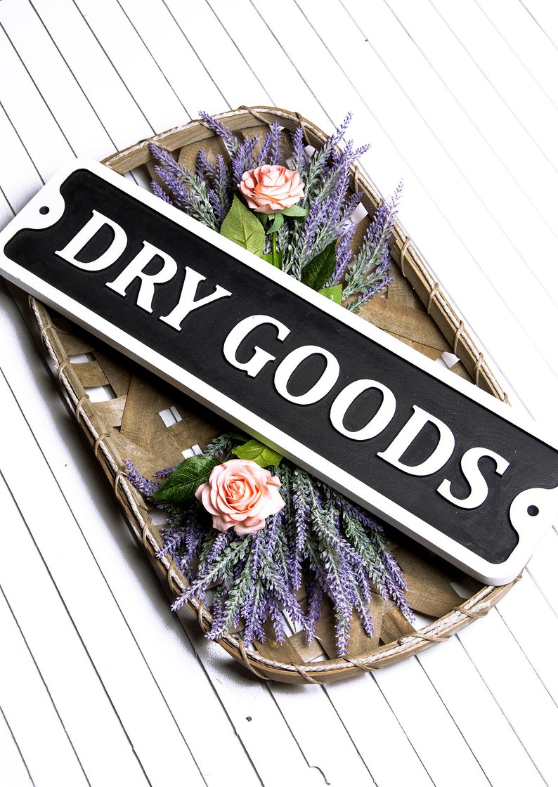 Kitchen Decor Custom 24x6 Dry Goods Wood Sign Engraved Sign 3D Sign Pantry CNC