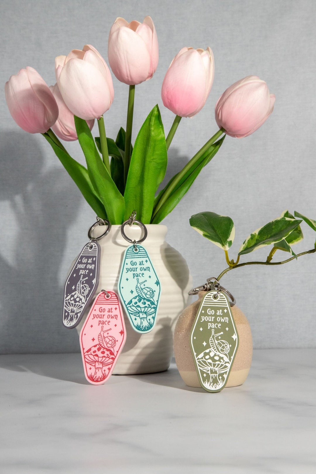 Pace Count Keychains Go at Your Own Pace Snail Acrylic Retro Keychain | Engraved Keychains ...