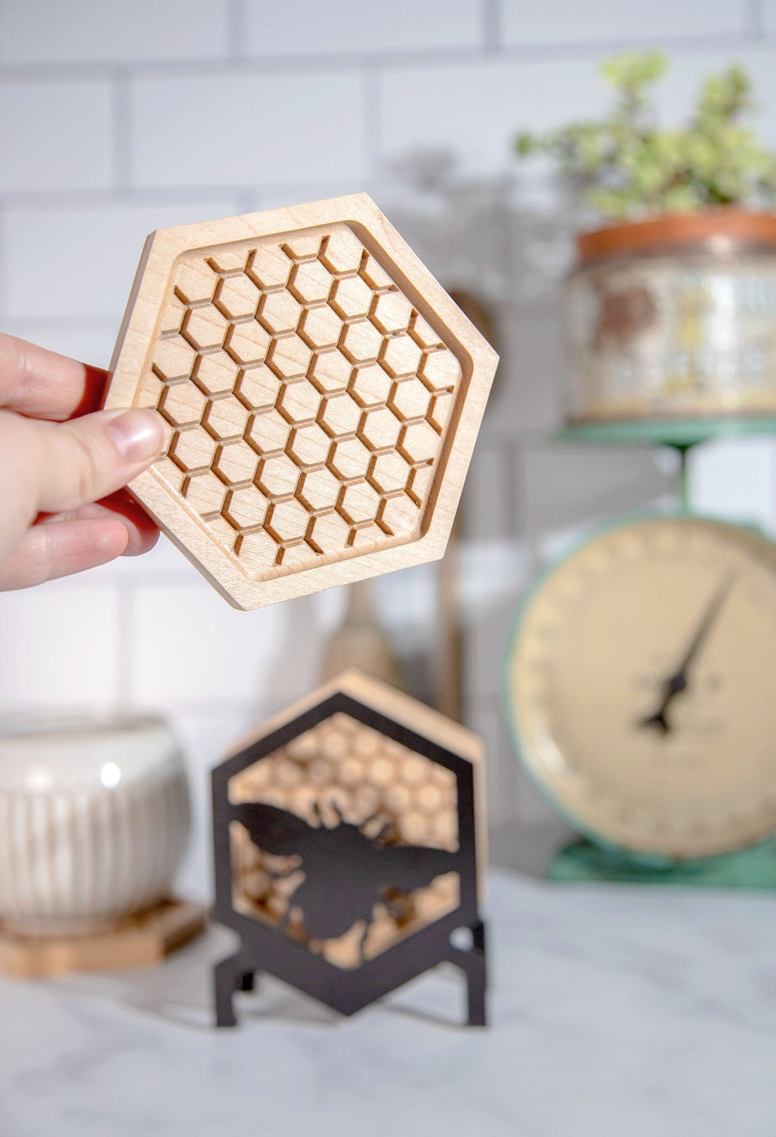 Honeycomb Bee Wood Coaster Set - Etsy