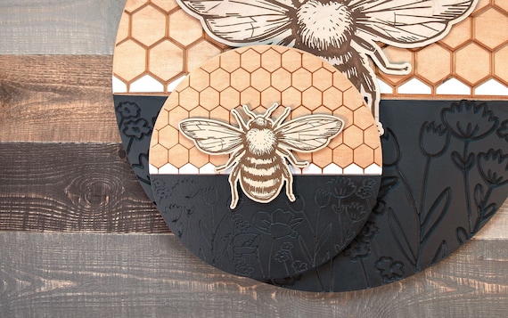Bee Wood Sign Honeycomb Sign Spring Round Sign Save Bees Boho Decor Laser  Cut Engraved Decor 13 In. 