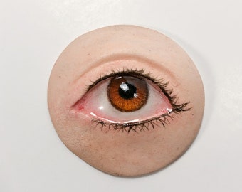 Brown Lover's Eye Pin - Customizable Eye Badge - Open Stock - Weird - Bolo Tie Upgrade Available