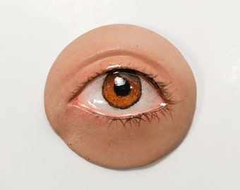 Brown Lover's Eye Pin - Customizable Eye Badge - Open Stock - Weird - Bolo Tie Upgrade Available