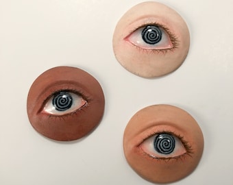 Uzumaki Spiral Eye Pin: Hand-Painted Weird Jewelry
