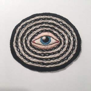 Hypno - Blue Eye on Black and White - Hand Embroidered 2.5" Patch