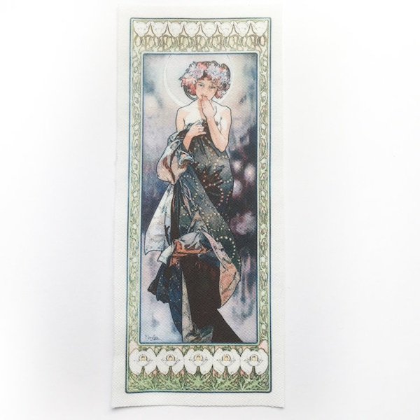 CLOSEOUT: Clair de Lune - Alphonse Mucha Print Patch - Sew On Art Nouveau Patch - The Moon by Alphons Mucha from La lune et les étoiles