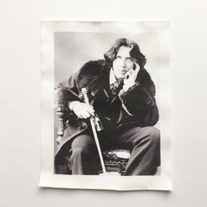 CLOSEOUT: Oscar Wilde Patch - Black and White Sew On Patch