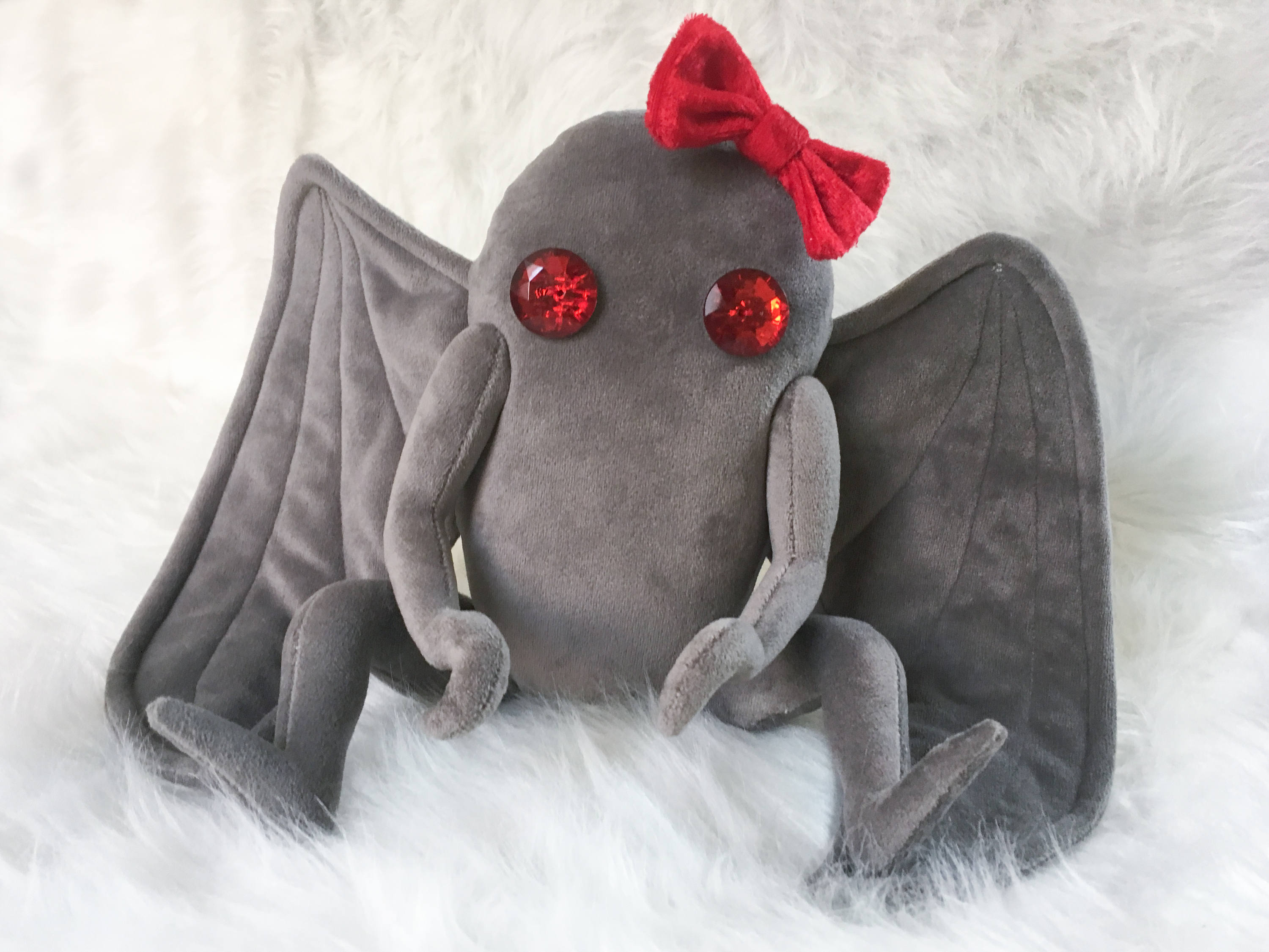 Mothman Plush Moth Man Soft Gray Velour with Poseable Arms | Etsy