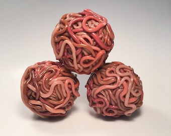 Writhing Ball of Worms - Now with Realistic Slime Coat! - Varnished Polymer Clay Sculpture - Open Stock