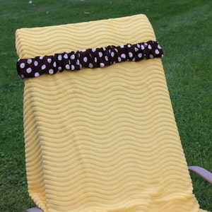 Large Beige Polka Dots on Brown Fabric Towel Cinch. Bon Voyage. Girls weekend getaway trip. Beach trip. Caribbean cruise. Mexican resort.