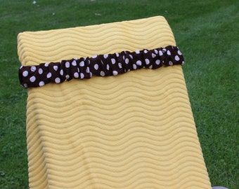 Large Beige Polka Dots on Brown Fabric Towel Cinch. Bon Voyage. Girls weekend getaway trip. Beach trip. Caribbean cruise. Mexican resort.