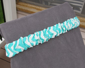 Turquoise chevron-wide. Girls weekend. Resort. Vacation. Waterpark. Teenagers. Beach towel clips. Cruise line. Sun! Swimming pool.