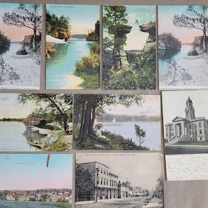Wisconsin and the Dells, Lot of 13 Picture Postcards circa 1900-1910