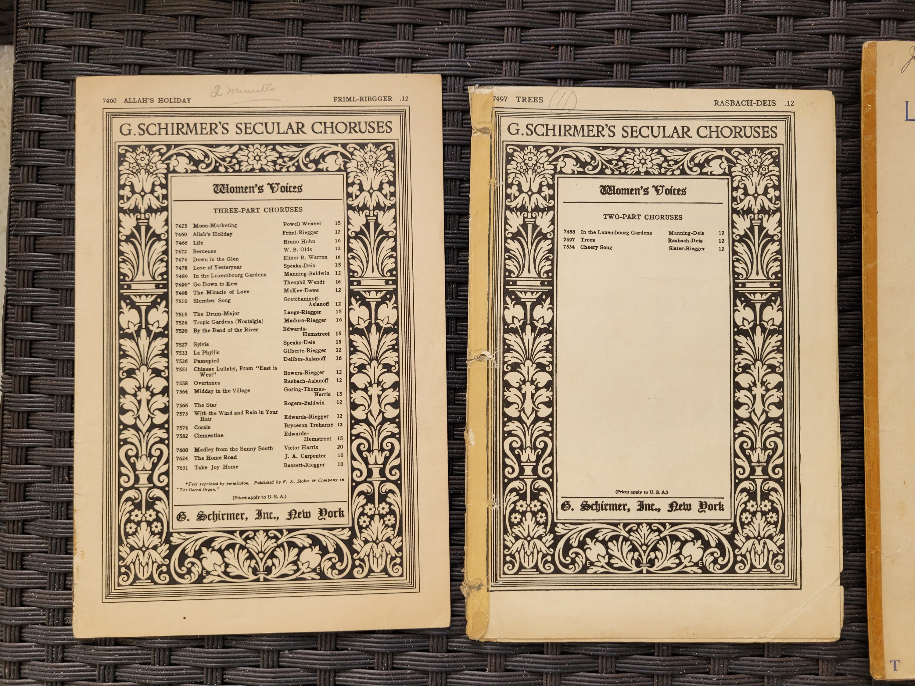 Sheet Music, Lot of 13 Vintage Items From G. Schirmer, New York, Early