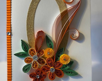 RB-Q0018- Handmade Quilling cards for all occasions including Valentine's, Wedding Anniversary, Birthdays, etc.