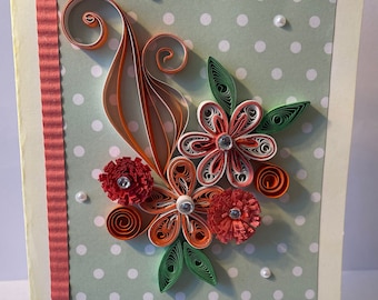 RB-Q0020- Handmade Quilling cards for all occasions including Valentine's, Wedding Anniversary, Birthdays, etc.
