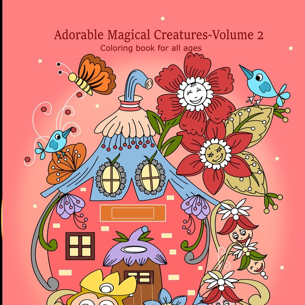 Schattige magische wezens - Deel 2 kleurboek Paddestoel, magische wezens - pdf-formaat