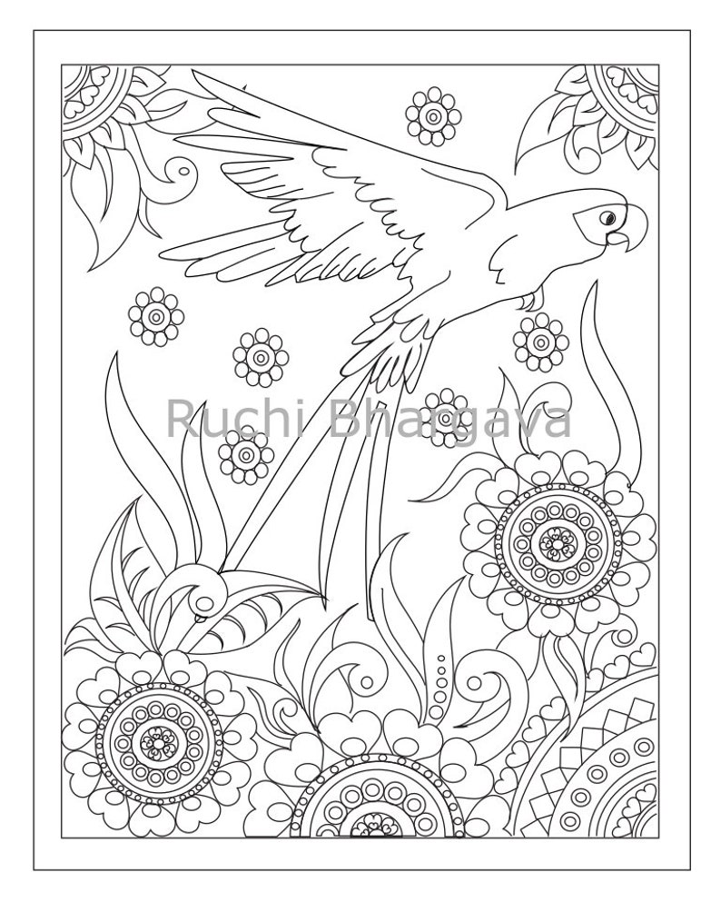 Exquisite Flowers. Coloring Pages Etsy