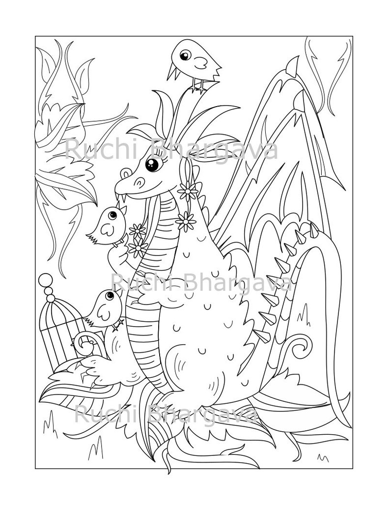 Adorable Dragon Kingdom- Coloring Book - Pdf Format - Etsy