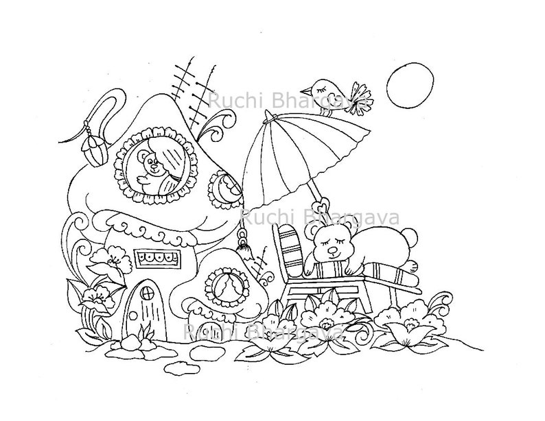 Download Mushroomville-Adult coloring Book pdf format | Etsy
