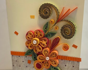 RB-Q0013- Handmade Quilling cards for all occasions including Valentine's, Wedding Anniversary, Birthdays, etc.