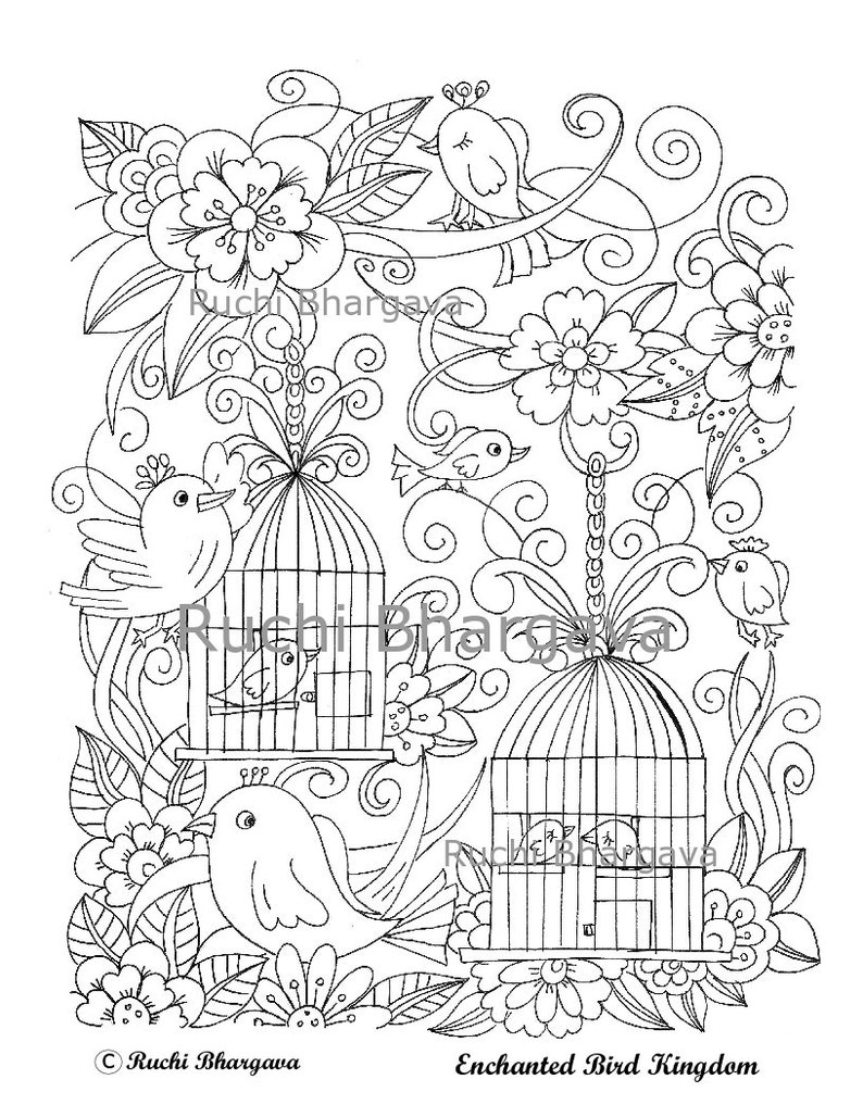 Download Enchanted Bird Kingdom Coloring Book Pdf Format | Etsy