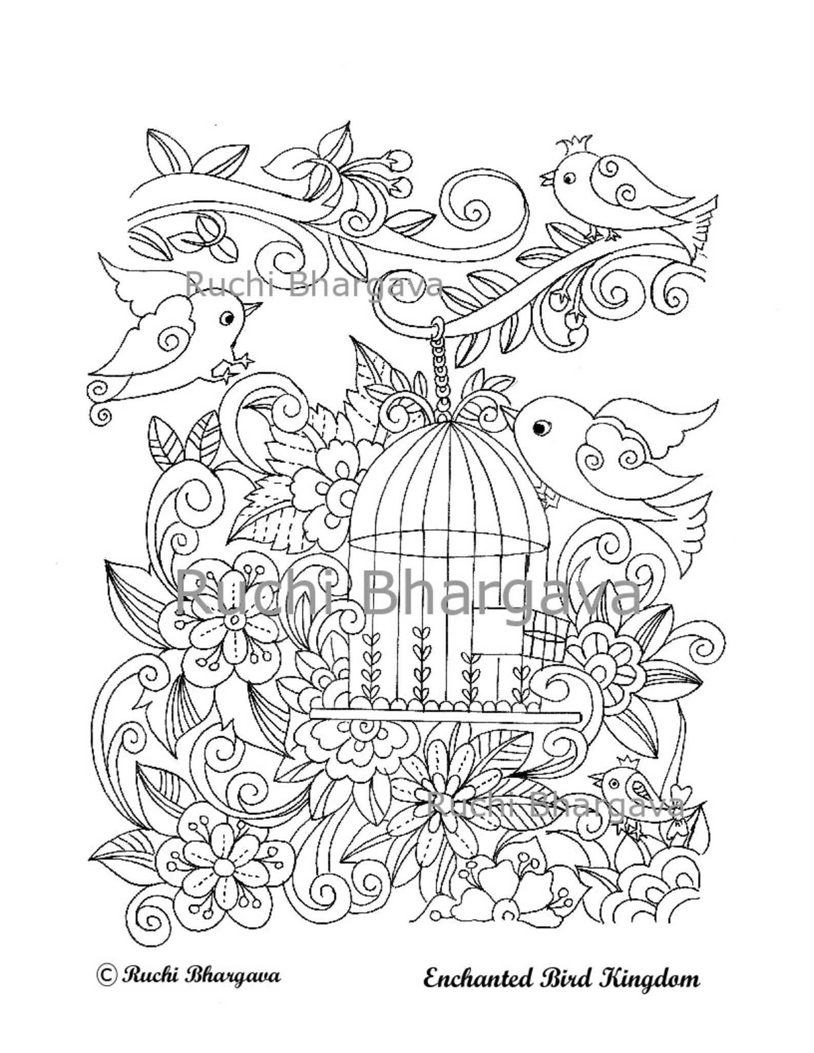 Download Enchanted Bird Kingdom Coloring Book Pdf Format | Etsy