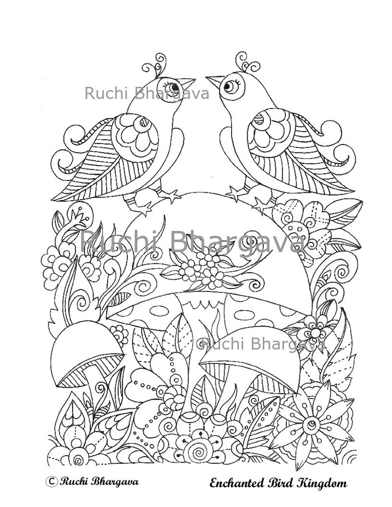 Download Enchanted Bird Kingdom Coloring Book Pdf Format | Etsy