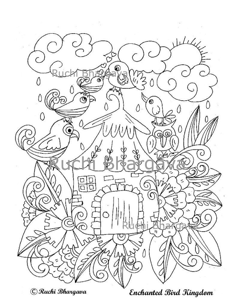 Download Enchanted Bird Kingdom Coloring Book Pdf Format | Etsy