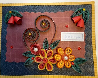 RB-Q0010- Handmade Quilling cards for all occasions including Valentine , Wedding Anniversary , Birthdays etc.