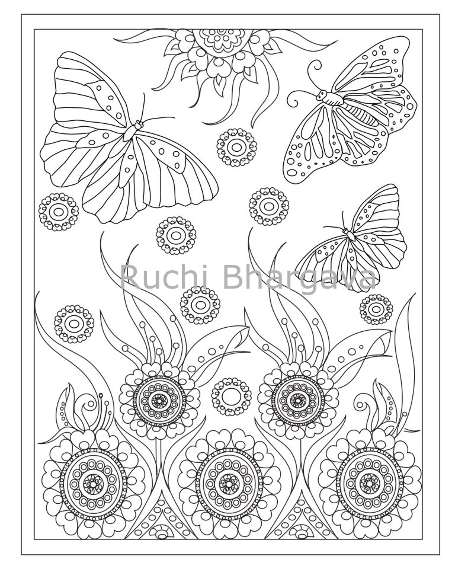 Exquisite Flowers. Coloring Pages Etsy