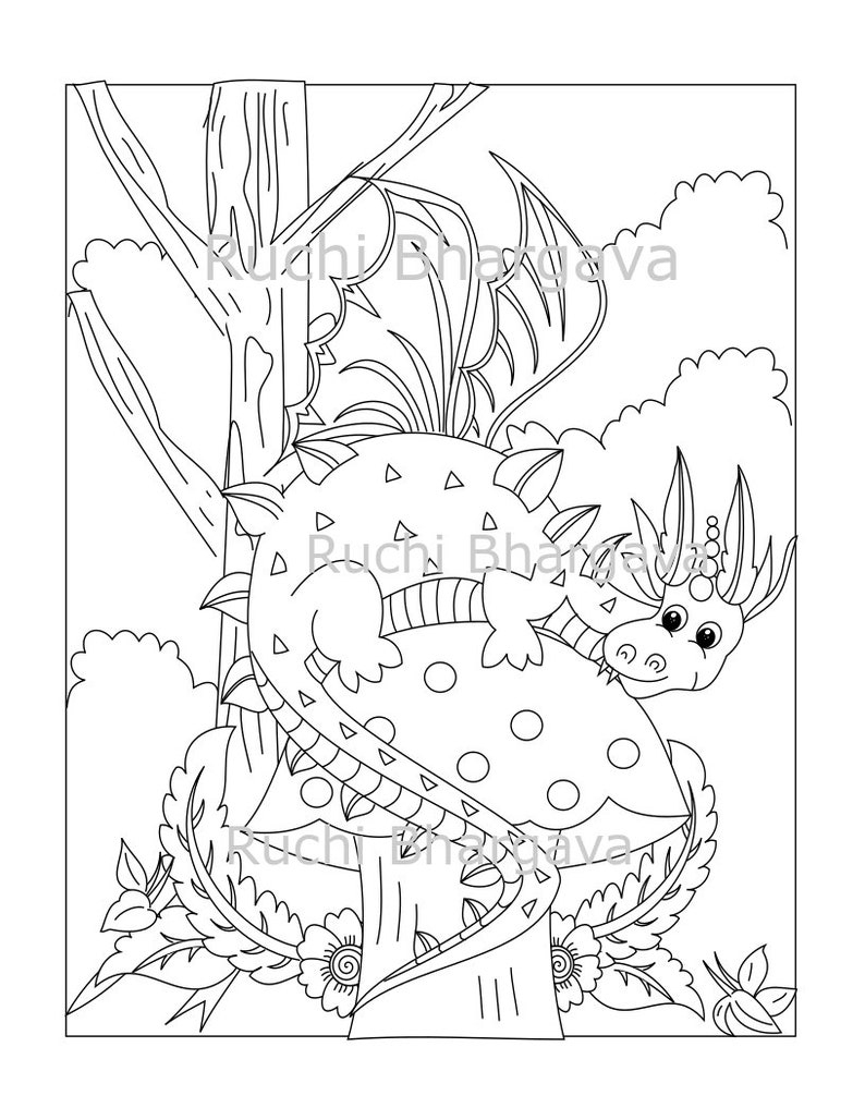 Download Adorable Dragon Kingdom Coloring Book pdf format | Etsy