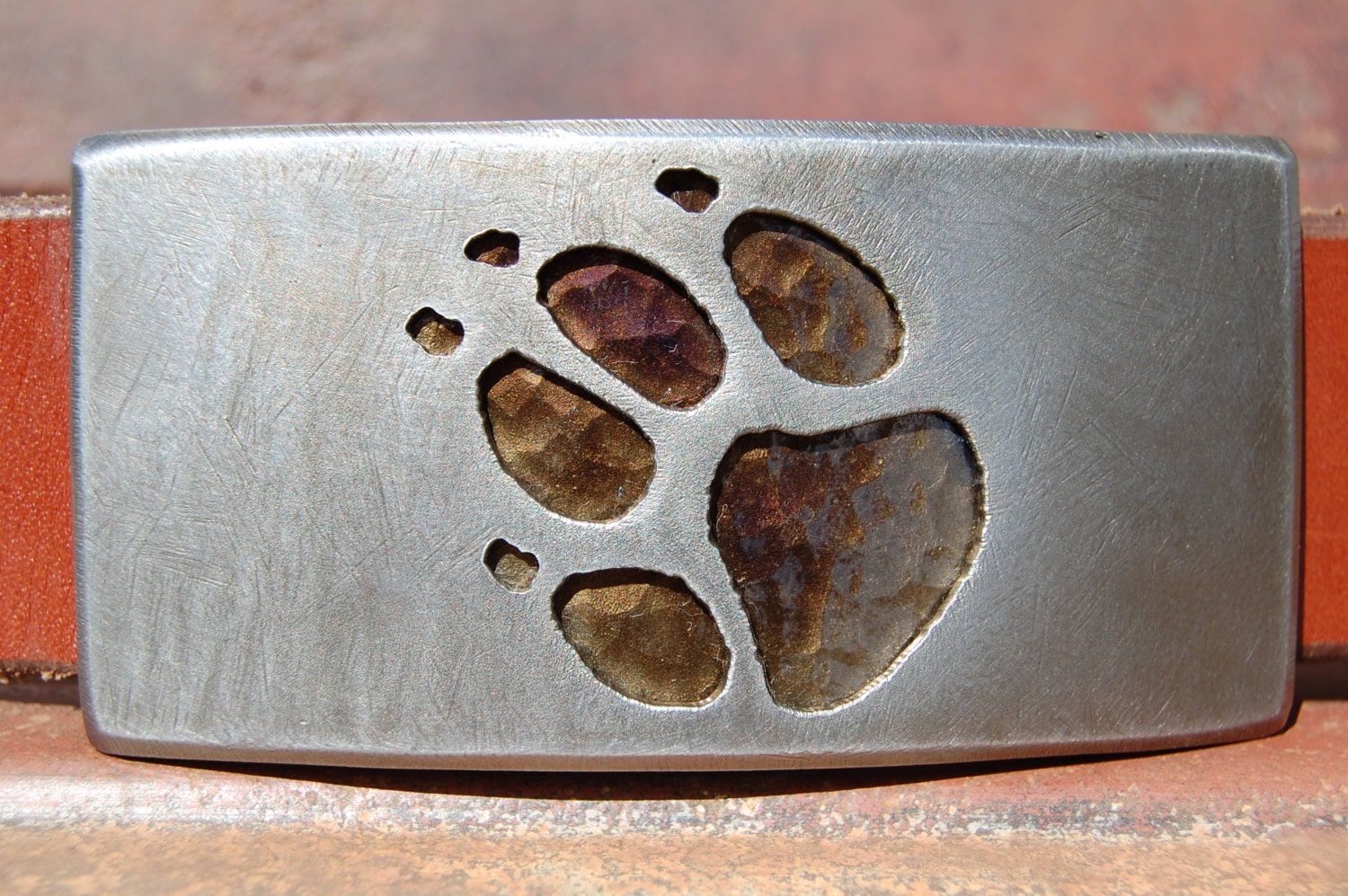 Dog Paw Steel Belt Buckle. 2 X 4 