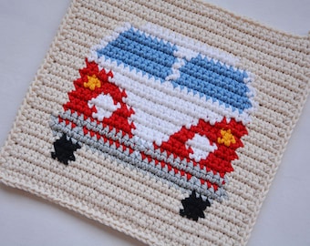 Van Potholder Crochet Pattern - for beginners