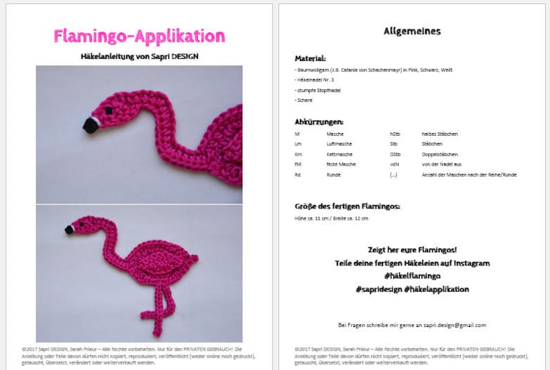 Flamingo Applikation Aufn\u00e4her H\u00e4kelanleitung