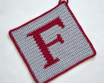 Letter "F" Potholder Crochet Pattern - for beginners